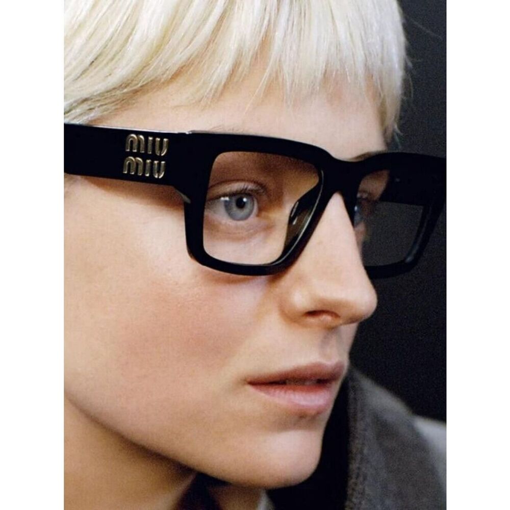 NEW Miu Miu MU02XV 1AB1O1 Black Rectangle Women Eyeglasses MU 02XV